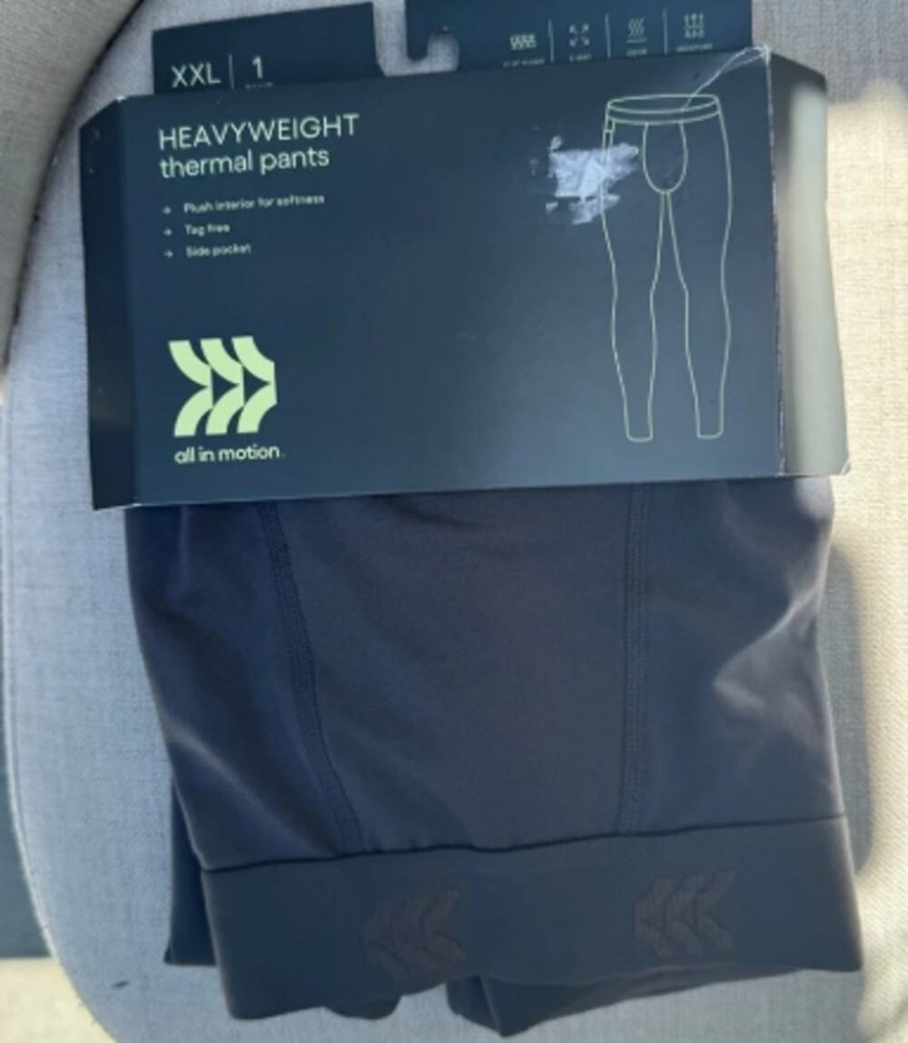 All in Motion Mens Heavyweight Thermal Pants Base Layers, Gray Size 2XL (44-46)